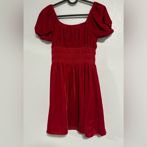 Janie and Jack red Velvet Puff Sleeve Dress Sz 10 - Picture 5 of 5